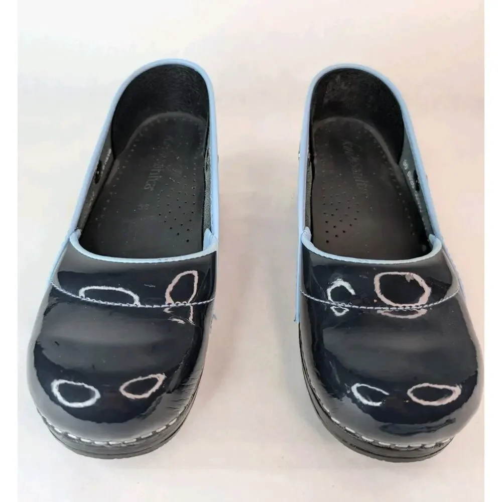 KOI By Sanita Danish Clogs Patent Leather Blue Comfortable Cushiones Shoes 6 US